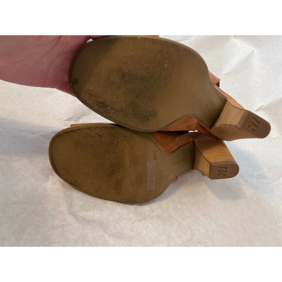 Paul Green Cayenne Peep Toe 3.5 Heel Brown Leather Bootie Women's Size 7.5 (UK5) - Picture 4 of 10